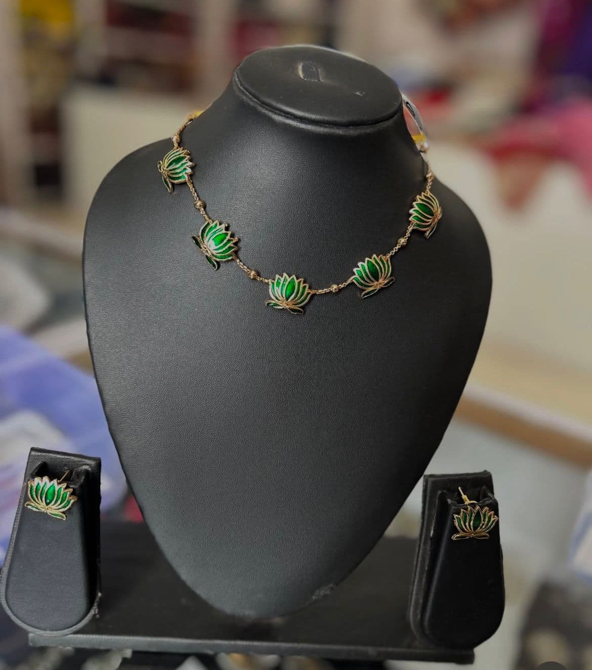 Lotus Enamel Charm Necklace