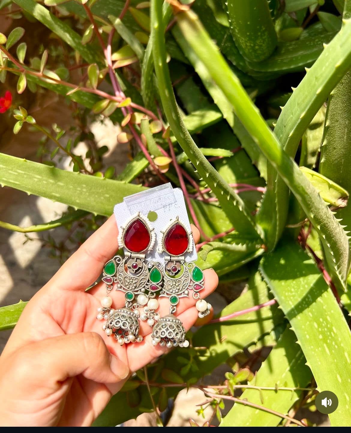 Ruby Jhumka Jhumki Earrings